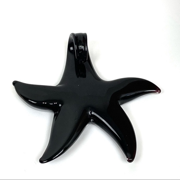 Three Glass Starfish Black Gold and White Necklace Pendant - Picture 5 of 15